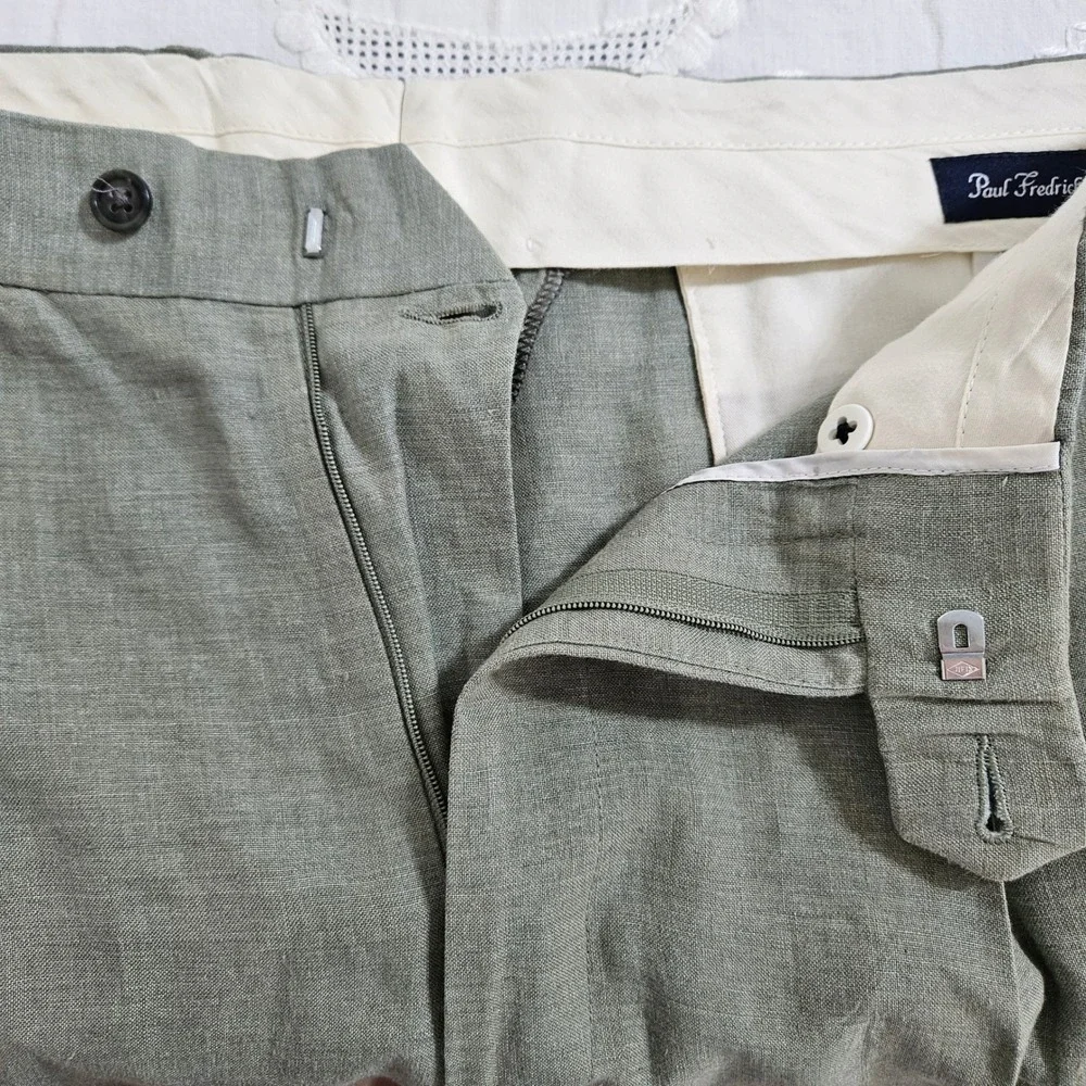 Paul Fredrick Mens 100% Linen Trousers Pants Pleated‎ Vacation Wedding 38x30